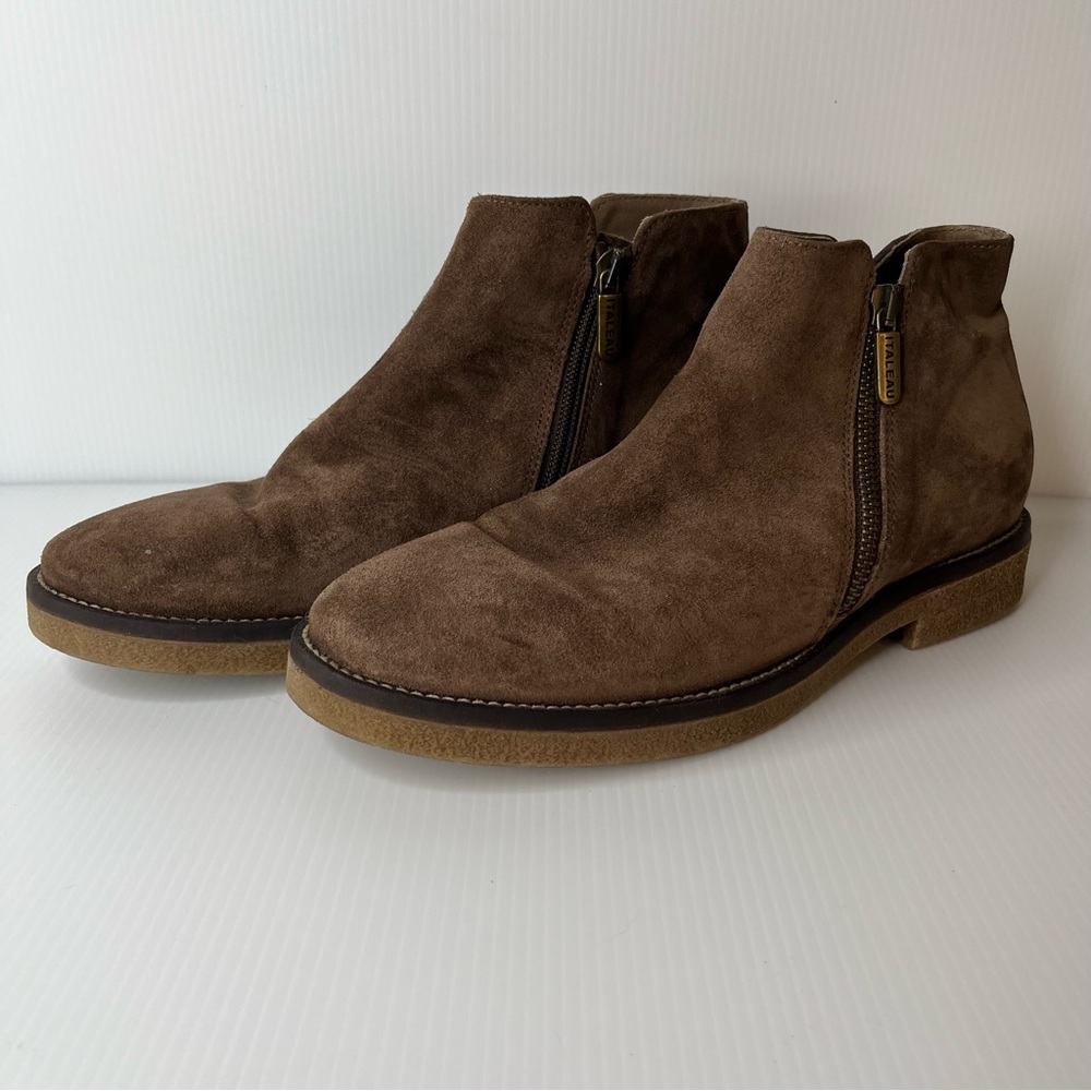 Women’s Brown Suede Ankle Booties with Side Zip